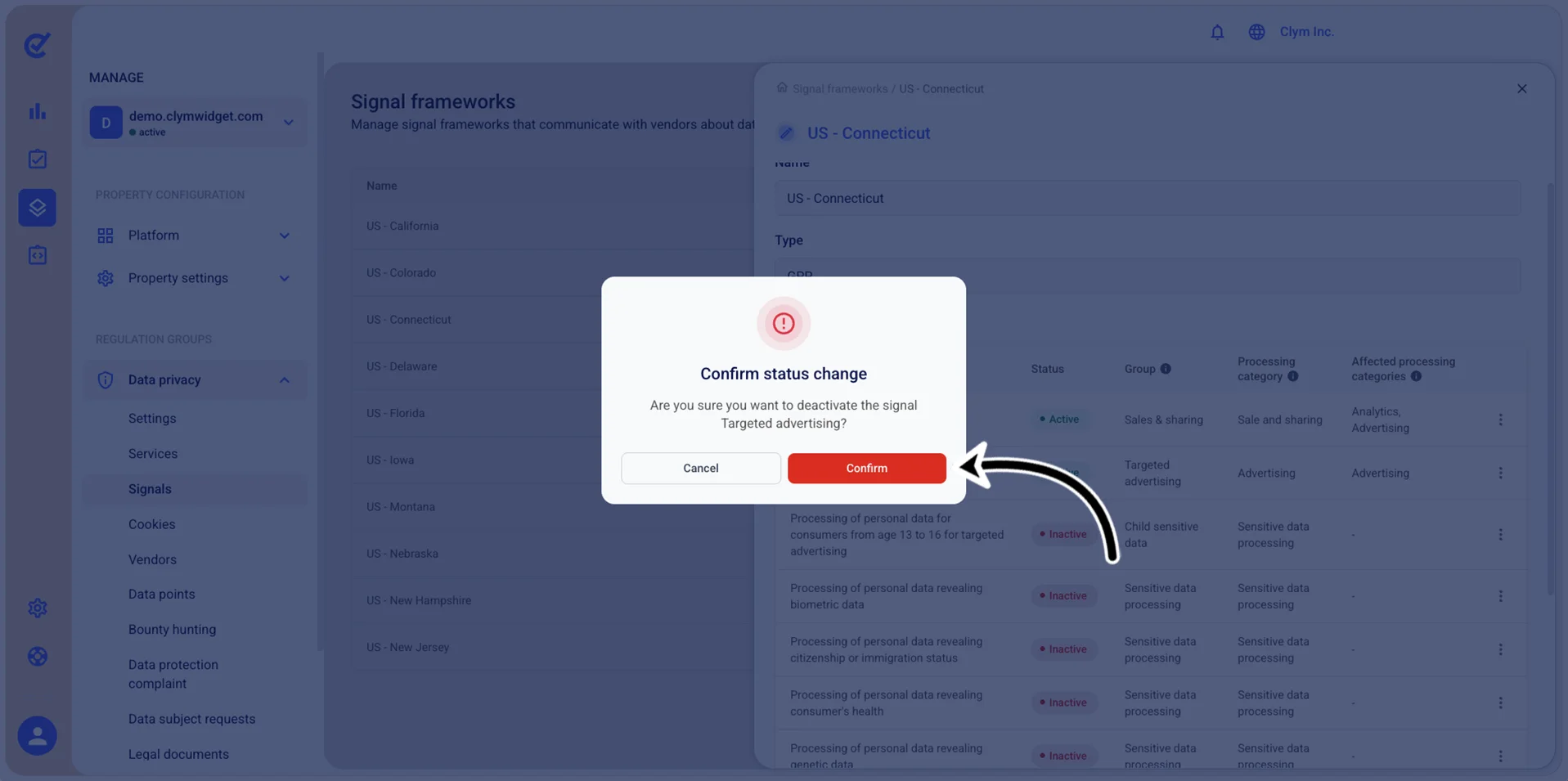 Confirm status change