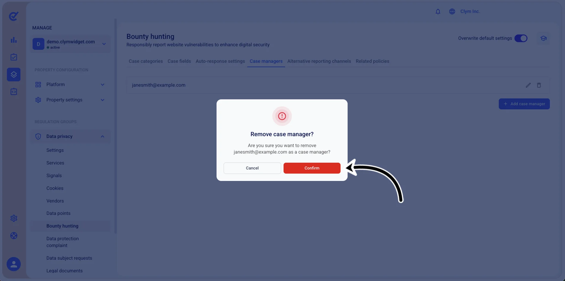 Confirm deletion