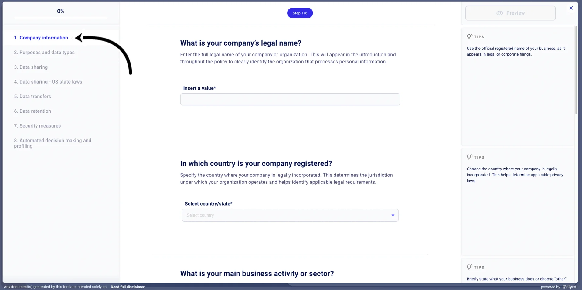Document generator preview
