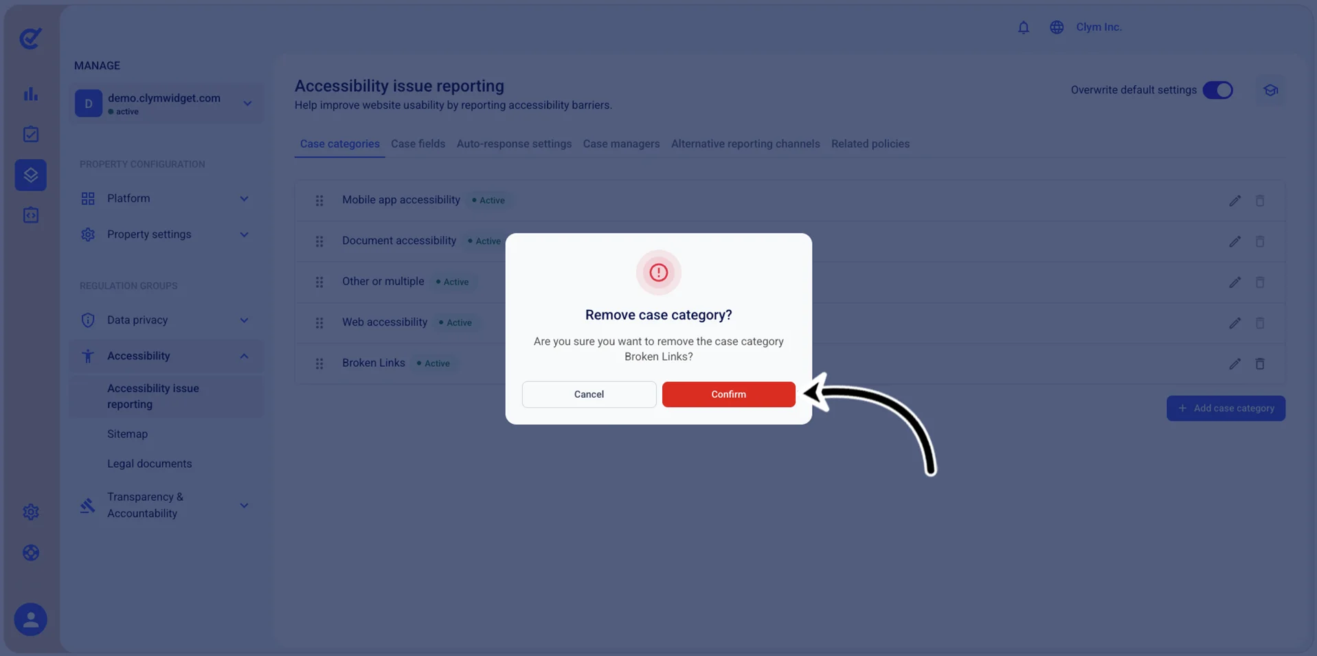 Confirm deletion