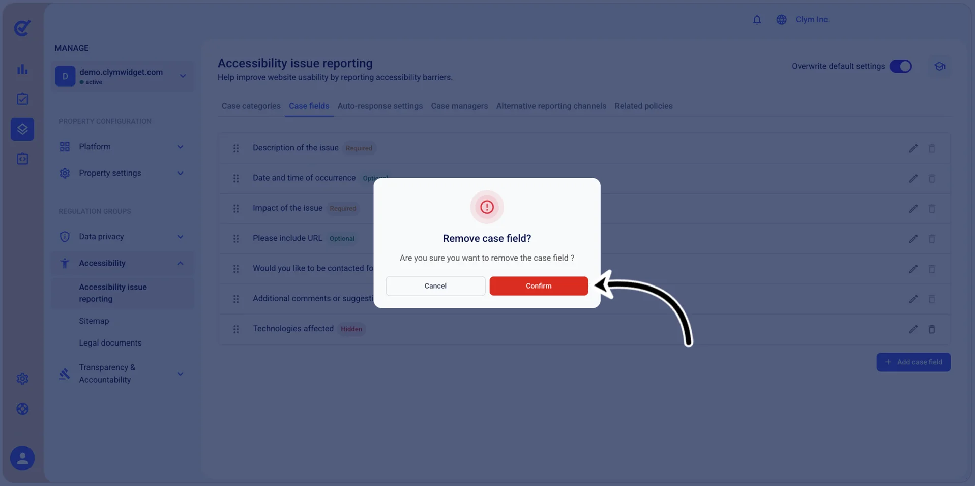 Confirm deletion