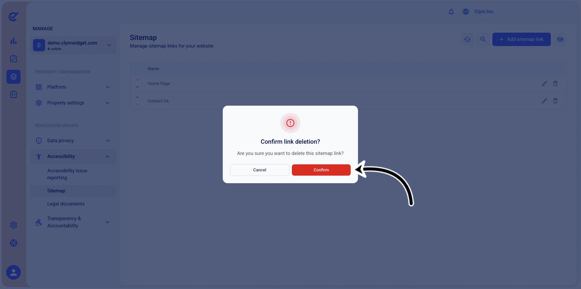 Confirm deletion