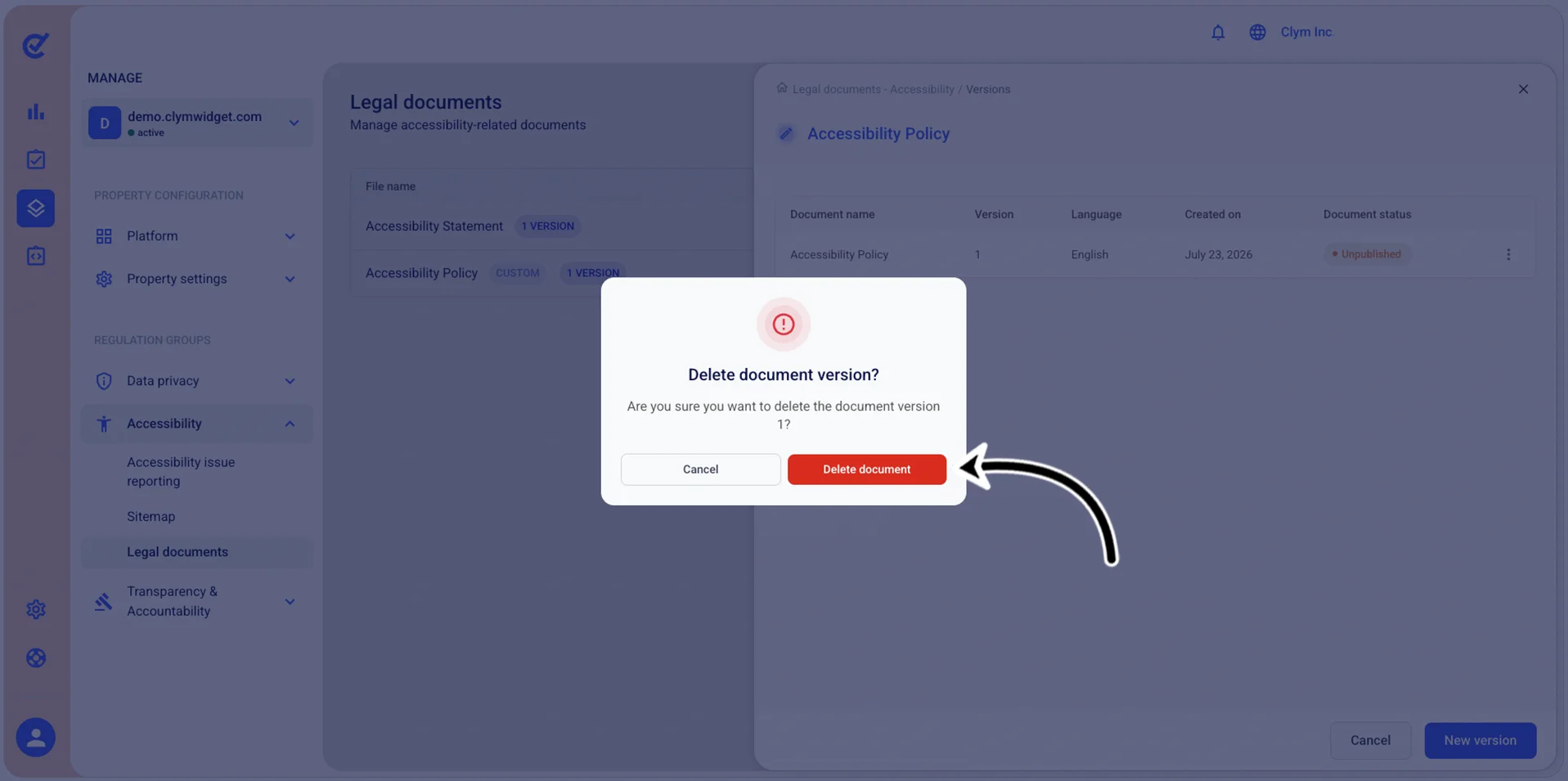 Confirm deletion