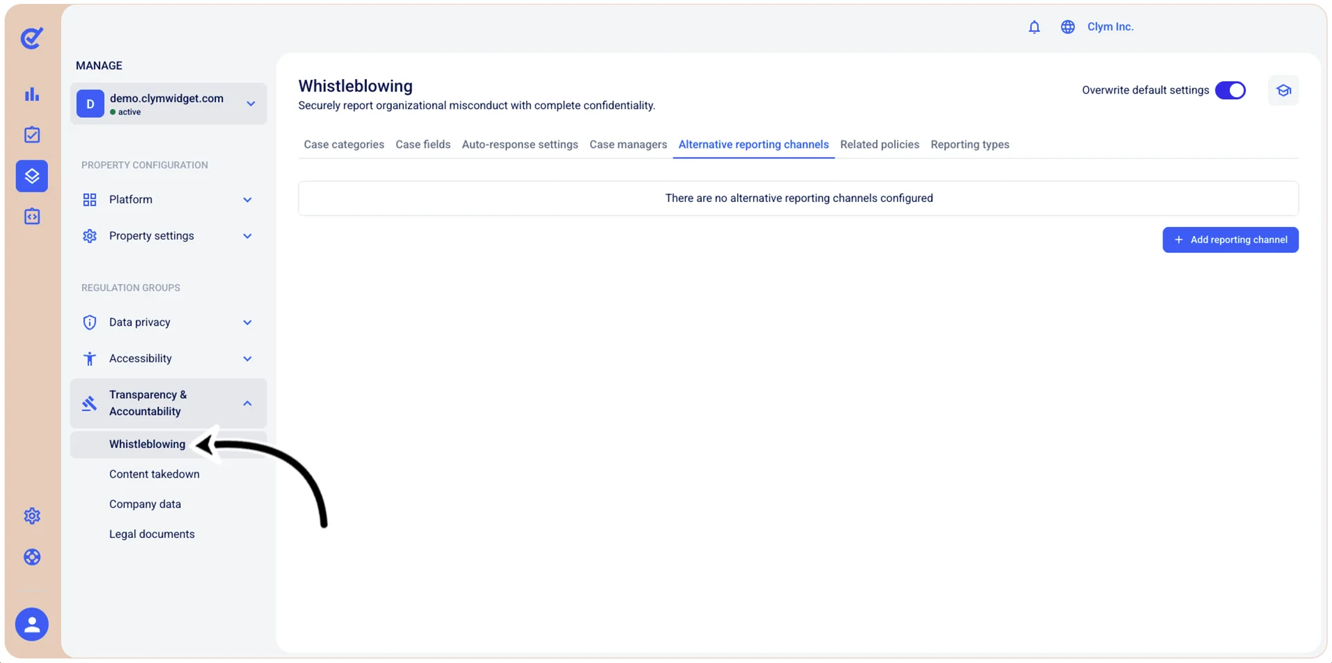 Whistleblowing section