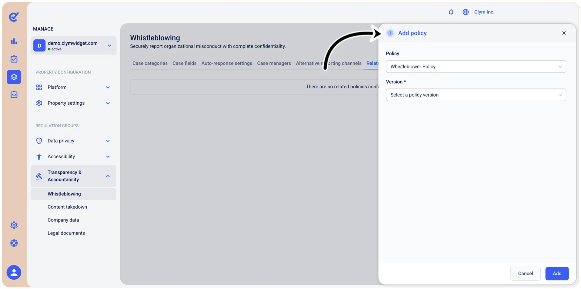 Add policy window