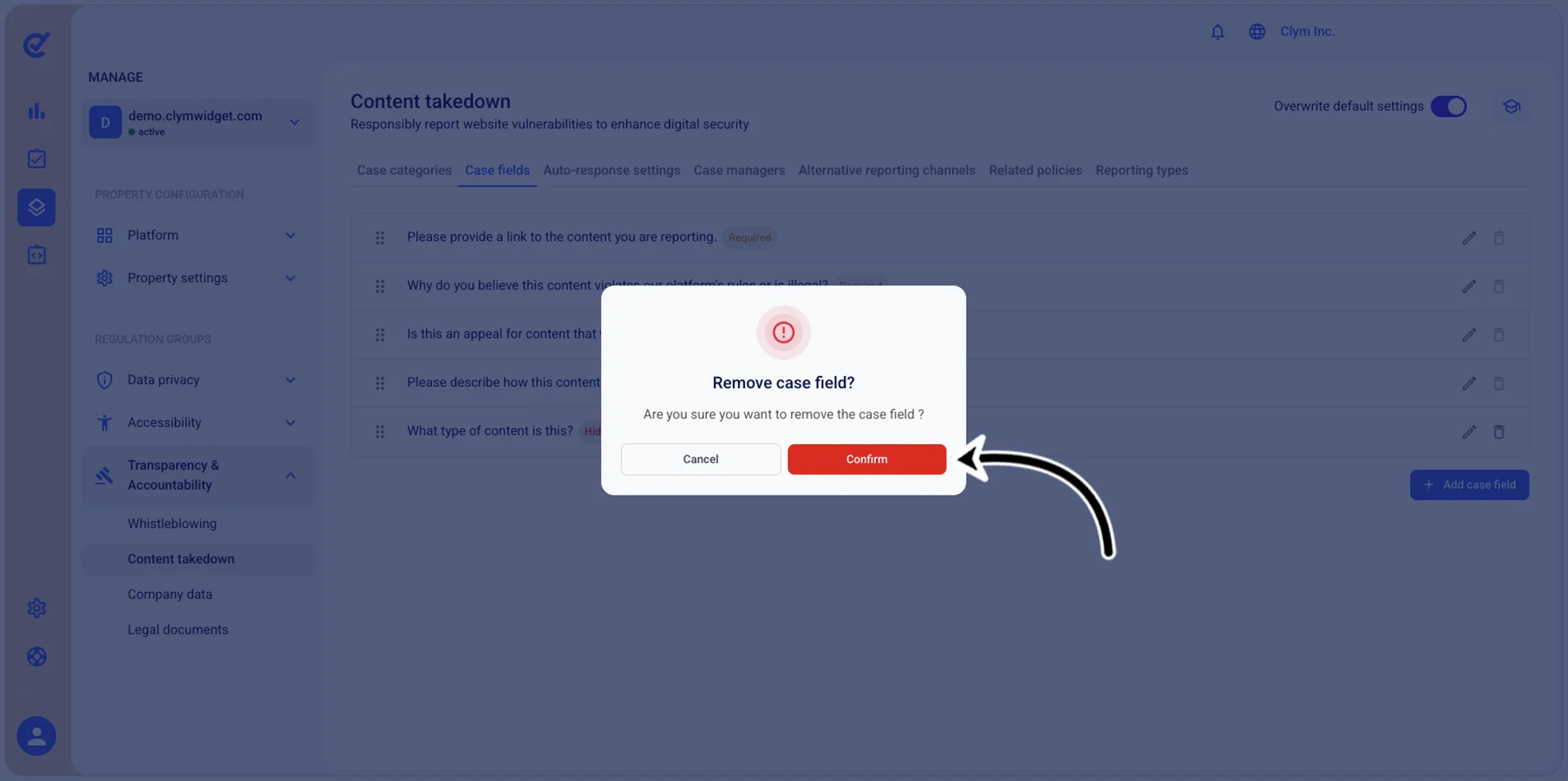 Confirm deletion