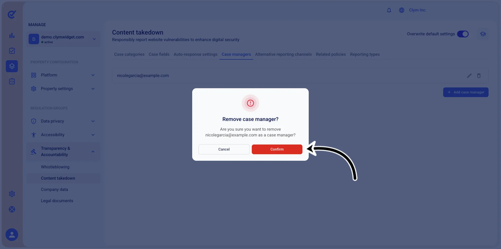 Confirm deletion