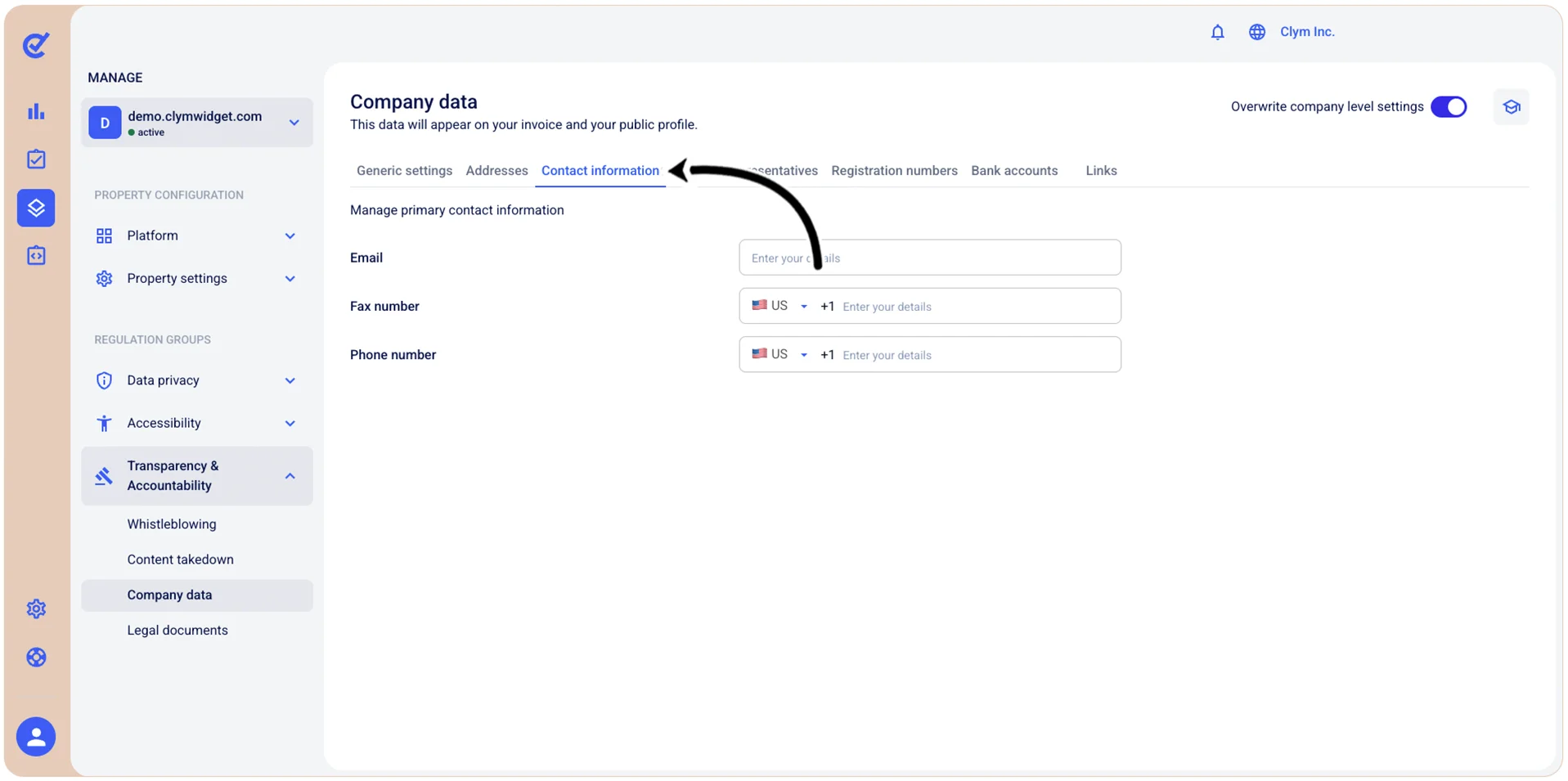 Contact information section