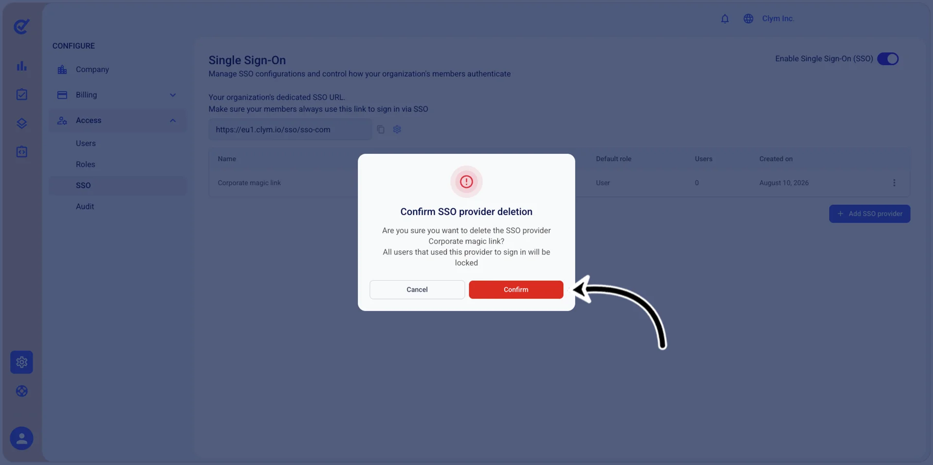 Confirm deletion