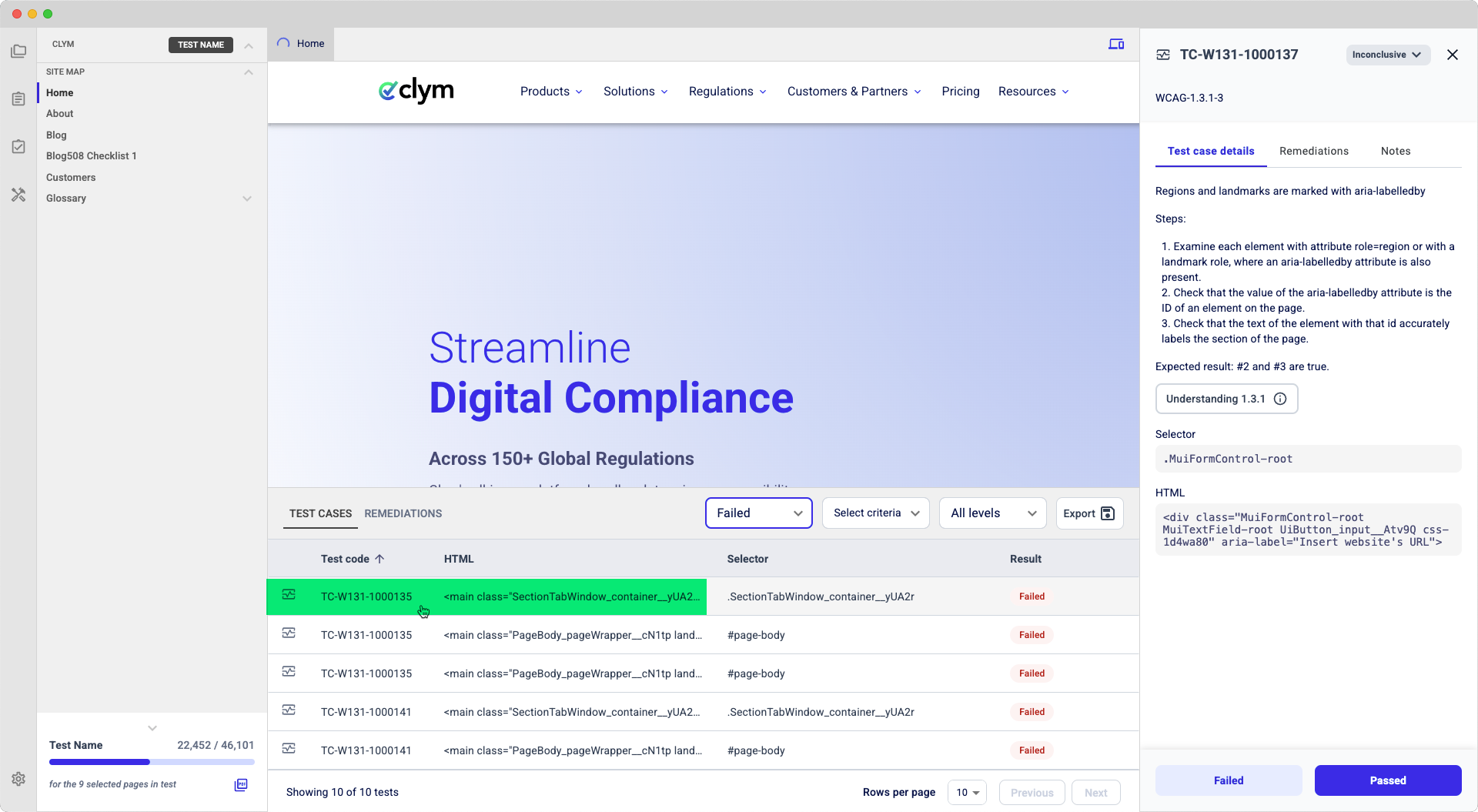 To see the recommended remediation, in the Test results screen, click the specific test…