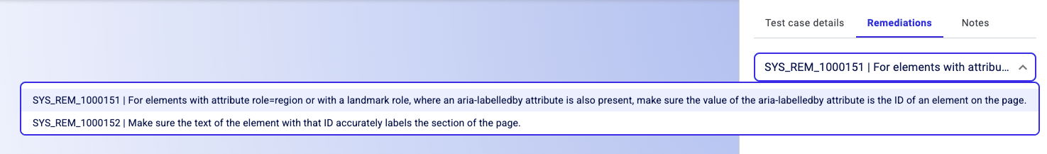 If needed, select another remediation from the respective list.