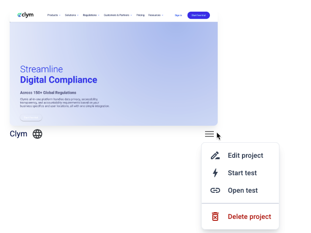 Go to Projects > Settings > Start test.