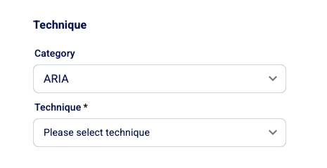 Technique: Select the desired technique from the list.