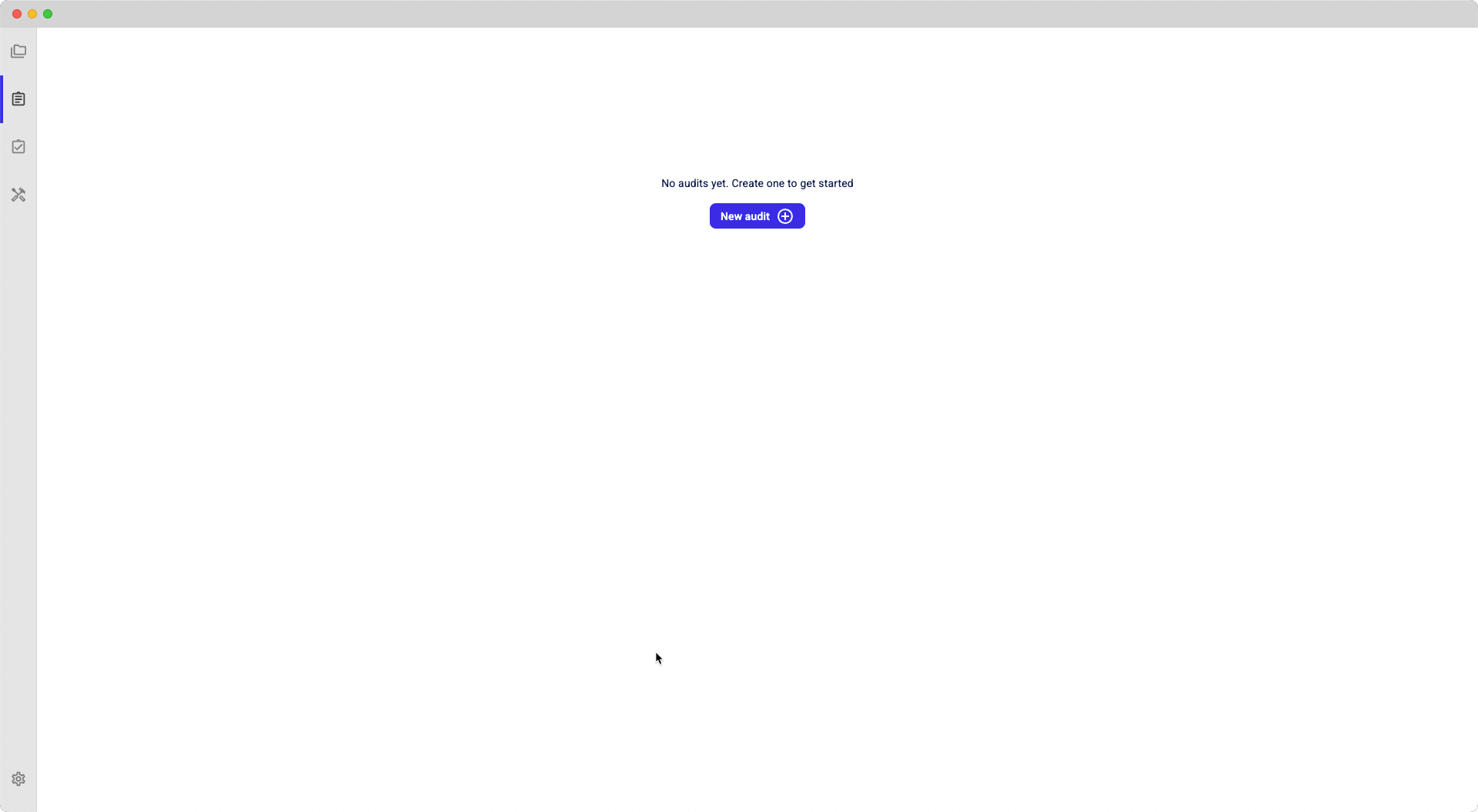 On the left-hand side navigation pane, click Audits and then click the New audit button.