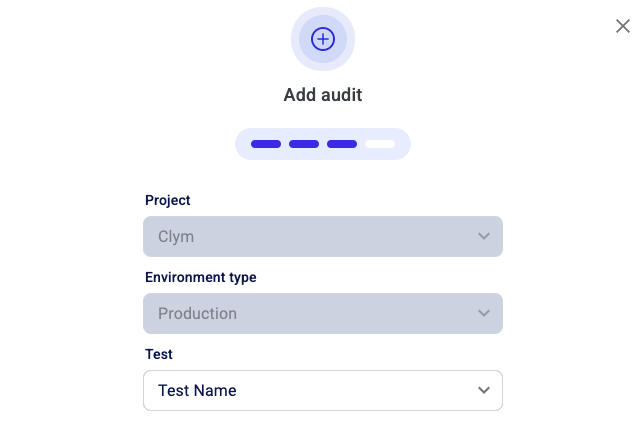 Test: Select (if applicable) the test instance on which the audit will be applied.