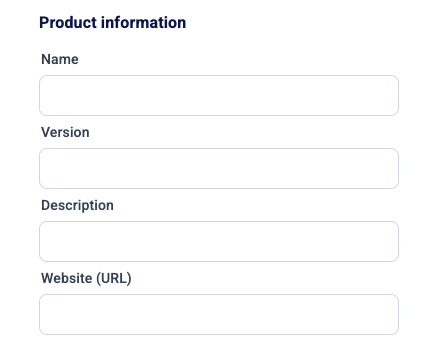 In the Product information section, fill in the optional details that will be populated…