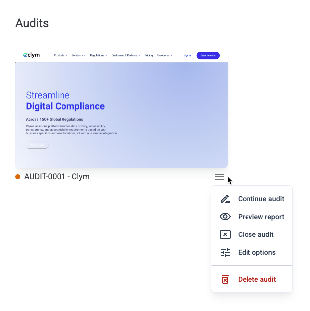 If the audit is still in progress (represented by an orange dot next to the audit name)…