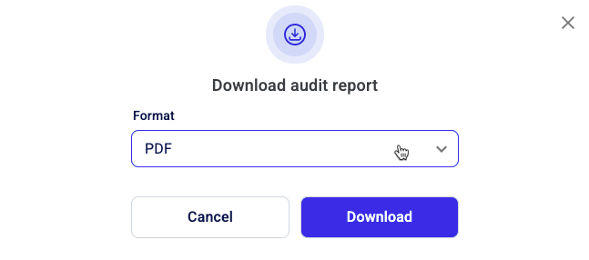 Select the format for the report (PDF, HTML, JSON) from the dropdown list and click…