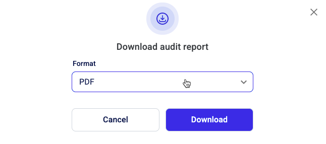 Select the format of the report from the dropdown list and click Download.