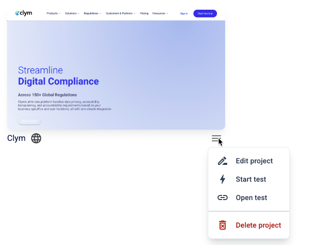 Click the Settings button next to the desired project. On the shortcut menu, click Edit…