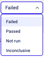Outcome/status of the test