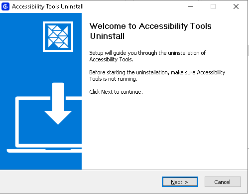 In the Accessibility Tools Uninstall screen, click Next.