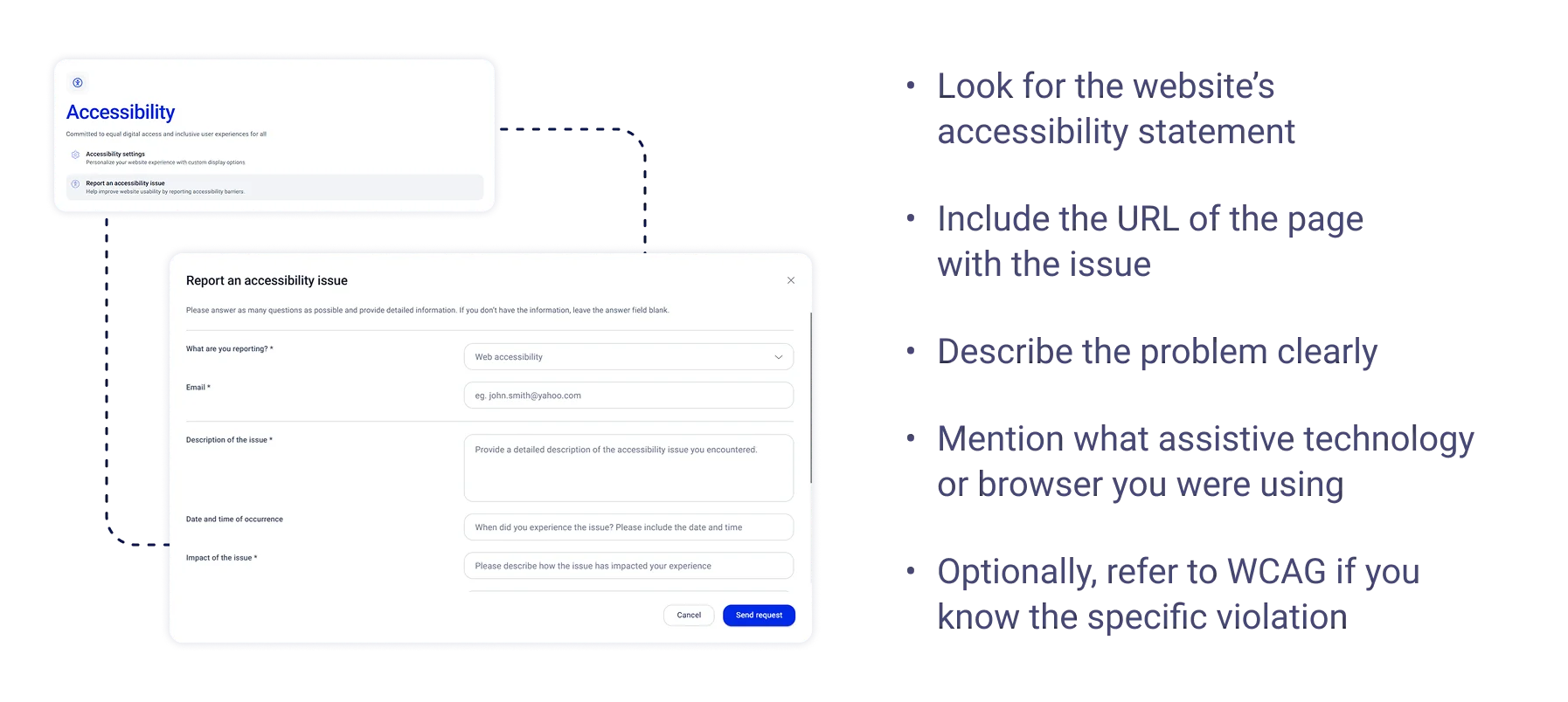 How users can report an accessibility issue blog visual
