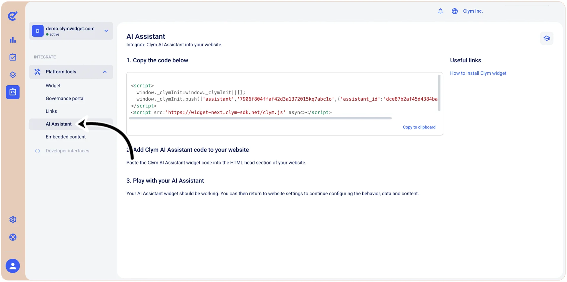 AI Assistant section