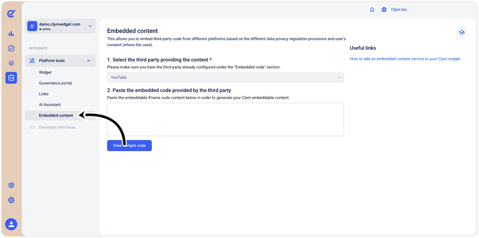 Embedded content section