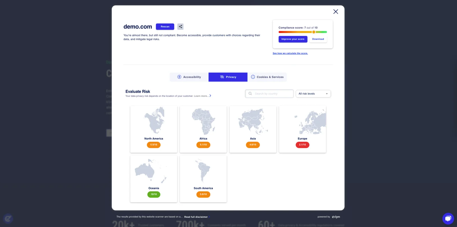 Clym scanner entry page