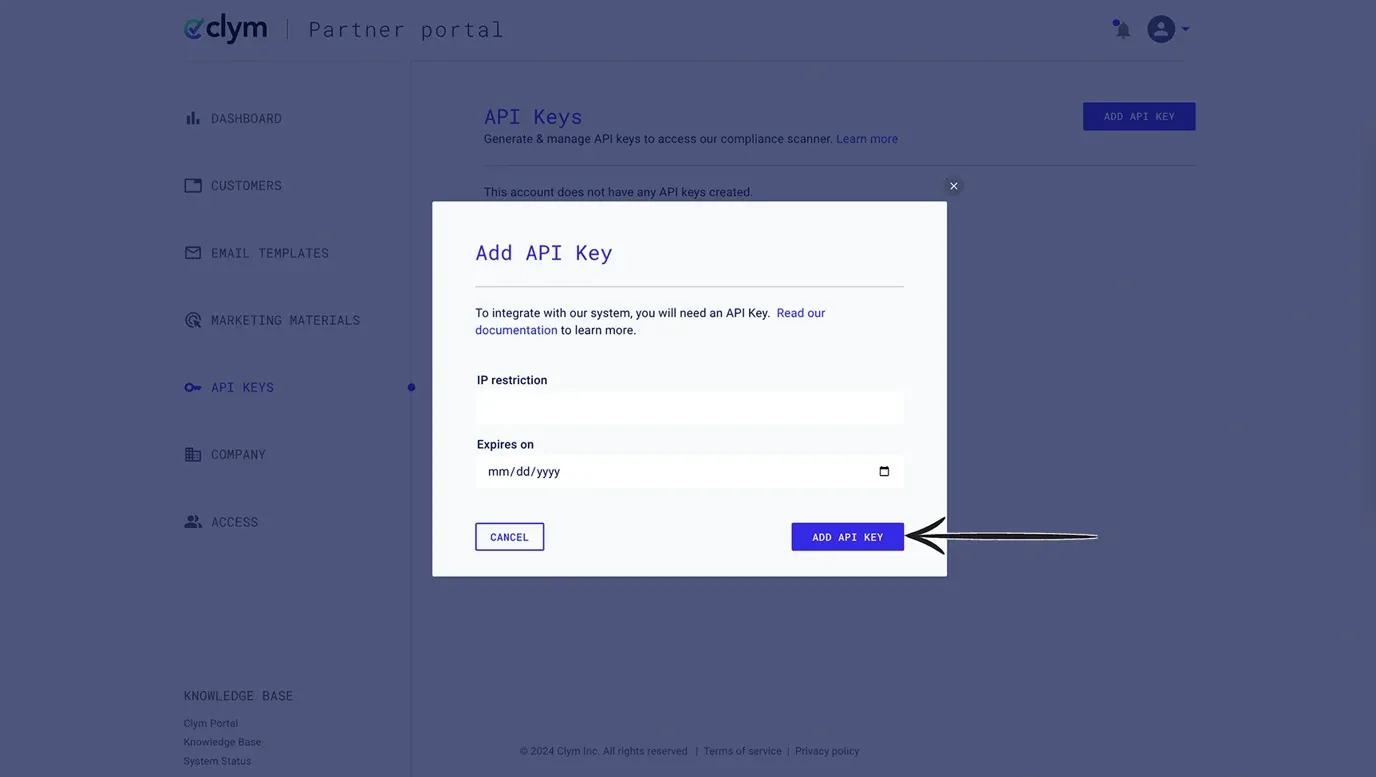Add API key