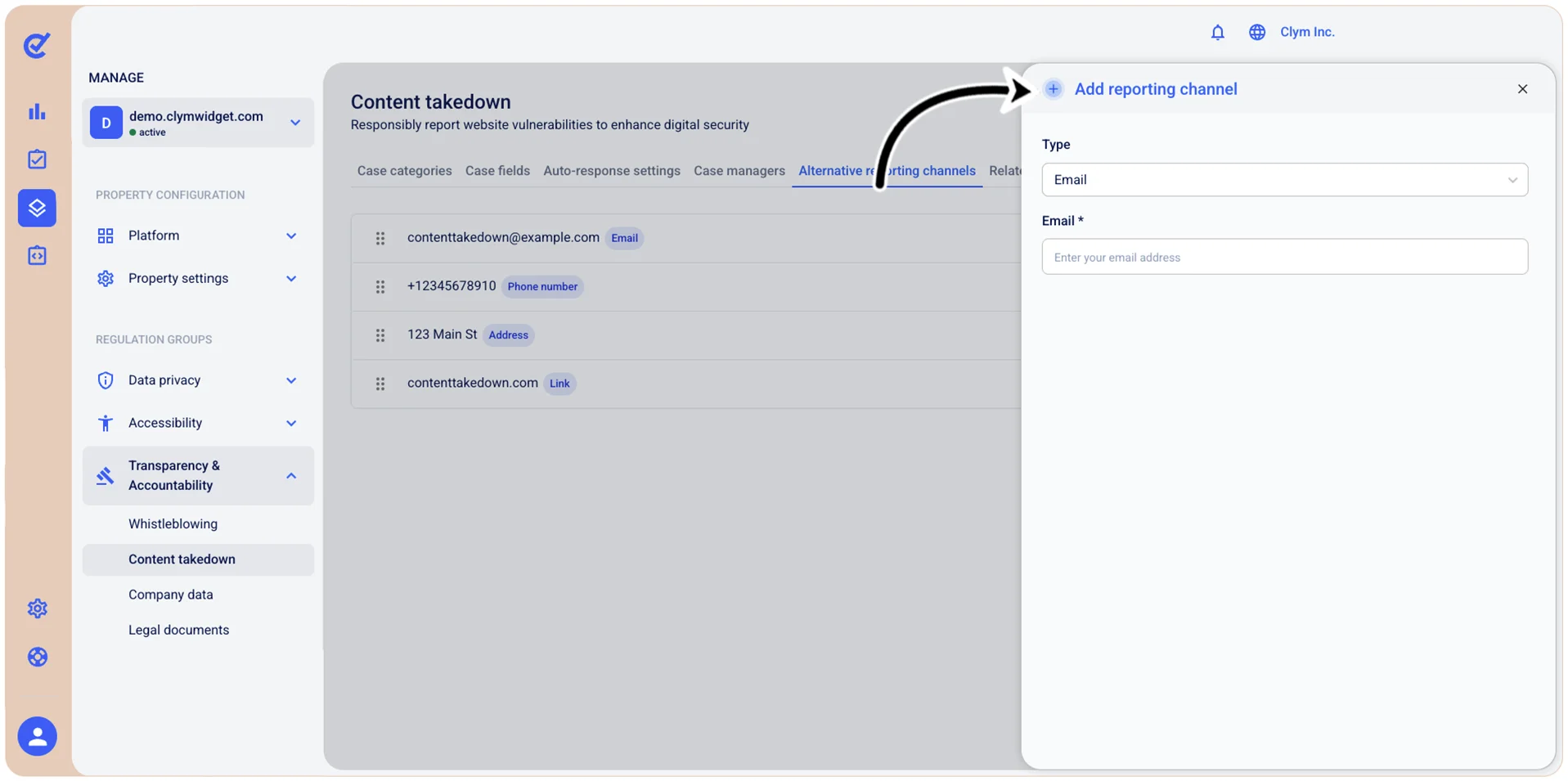 Add reporting channel
