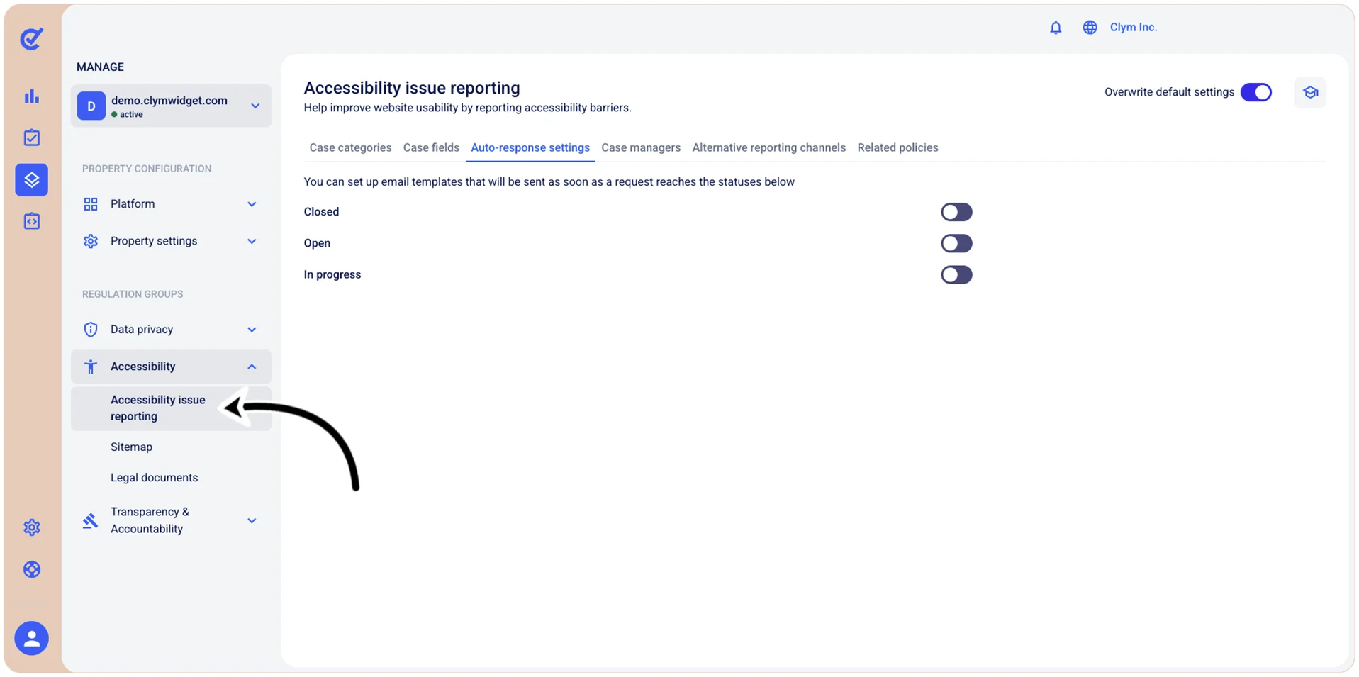Accessibility issue reporting section