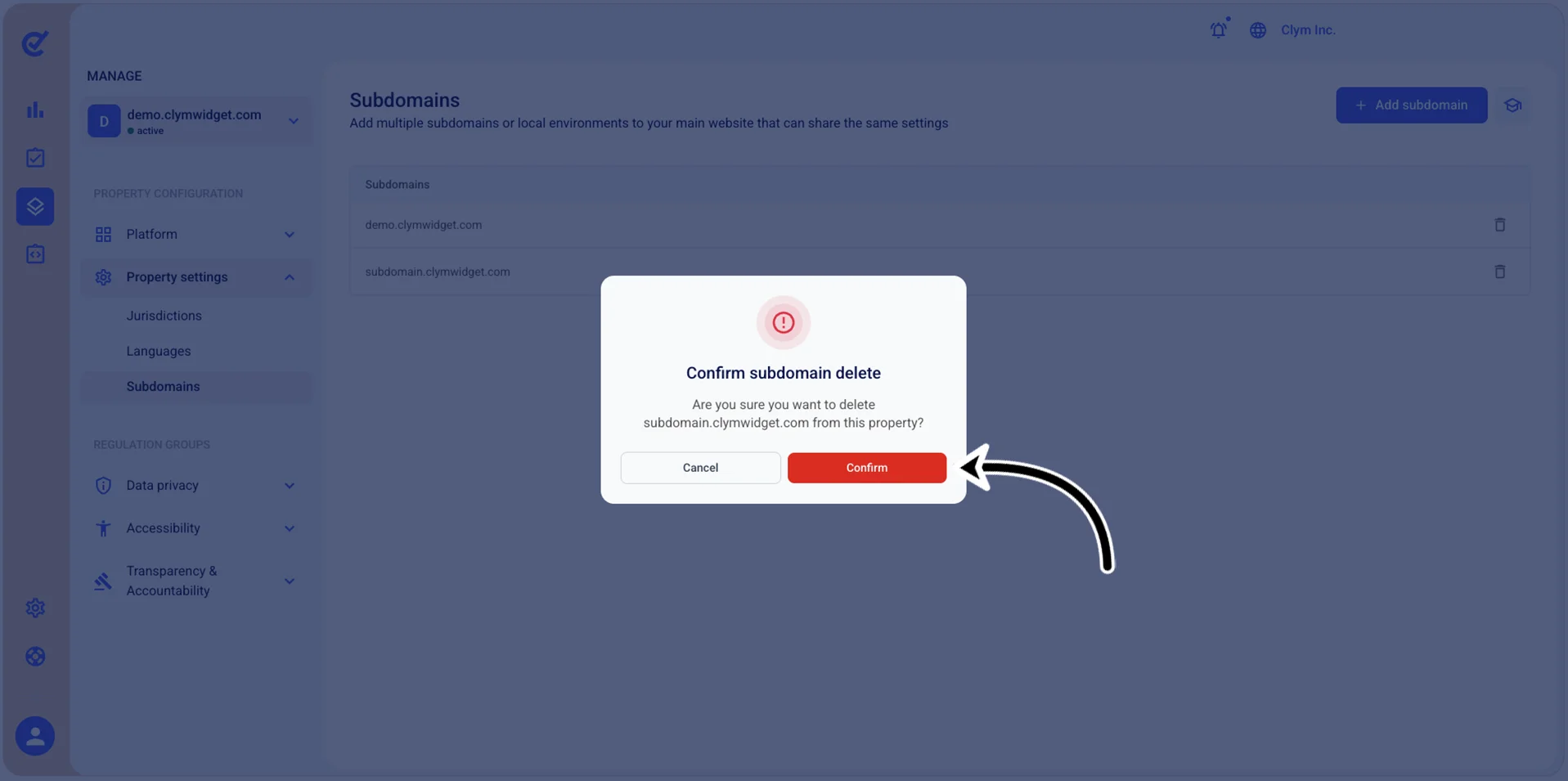 Confirm deletion