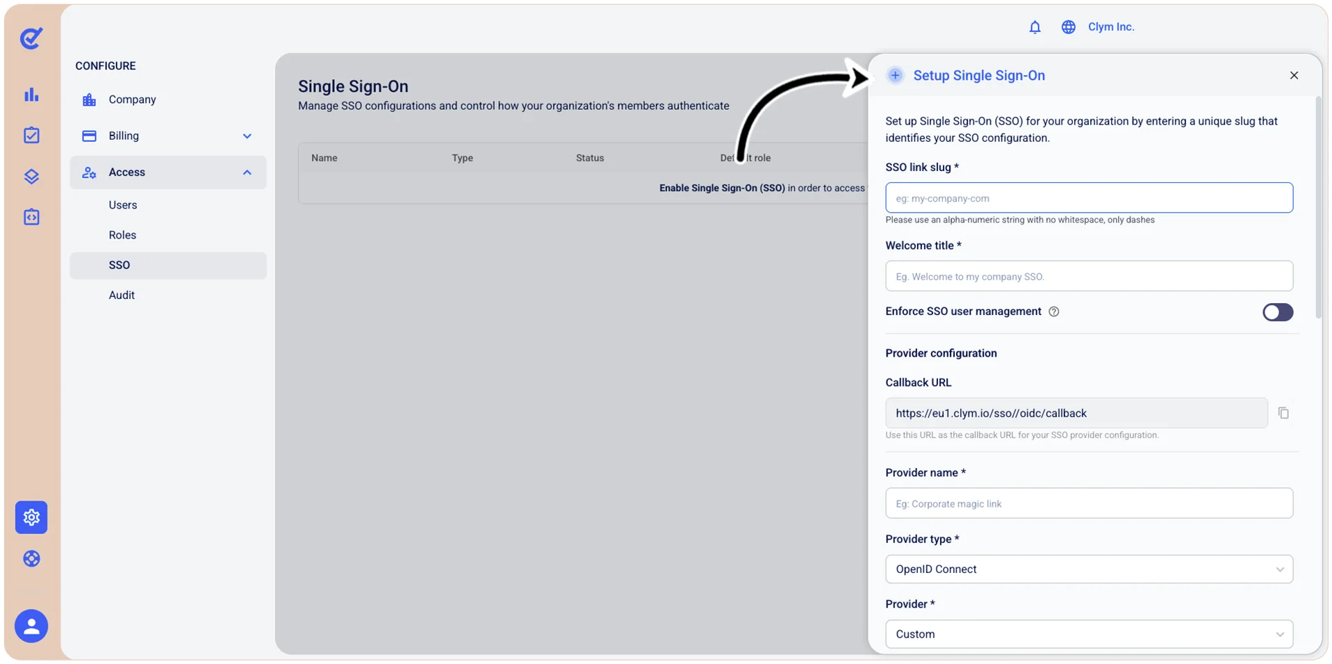 OpenID Connect SSO selected