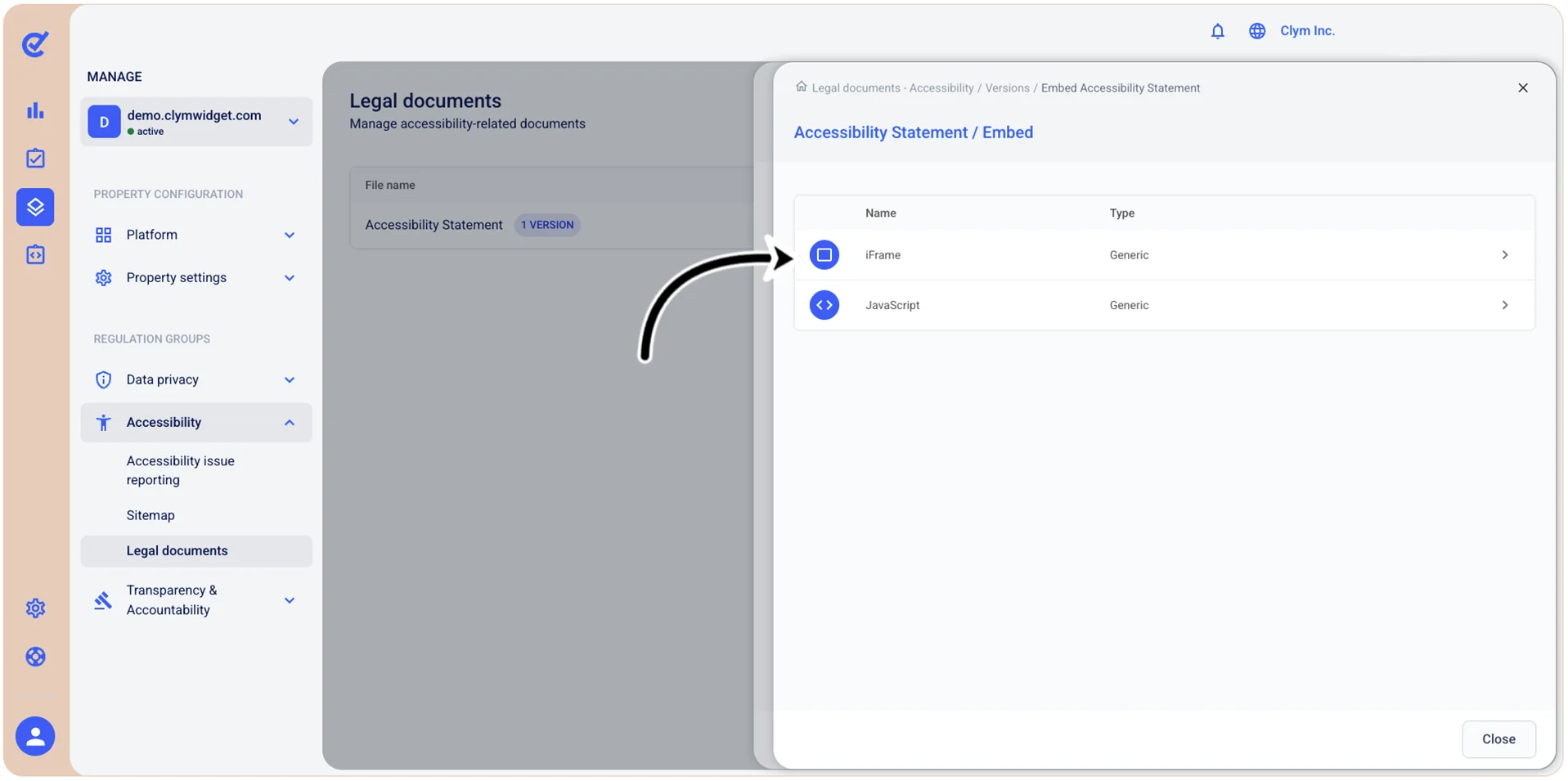 iFrame or JavaScript selection menu
