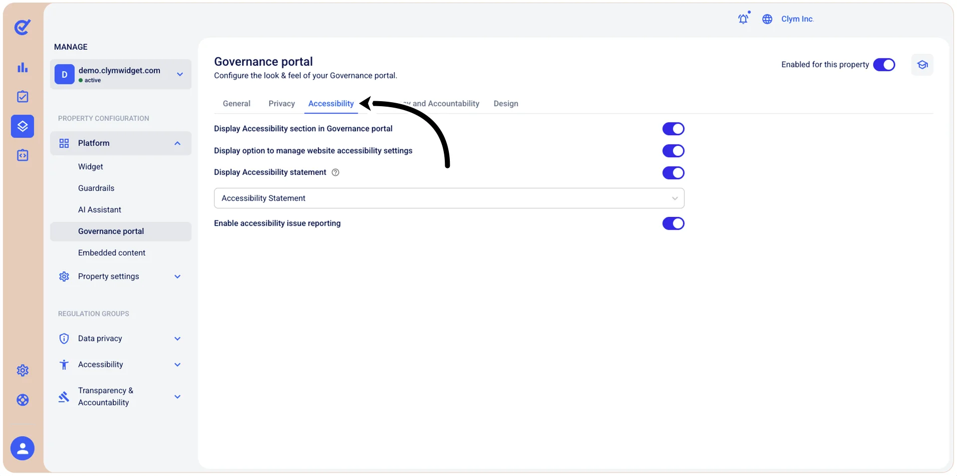 Accessibility tab