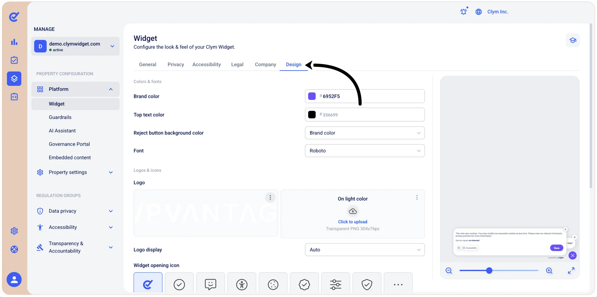 Design tab