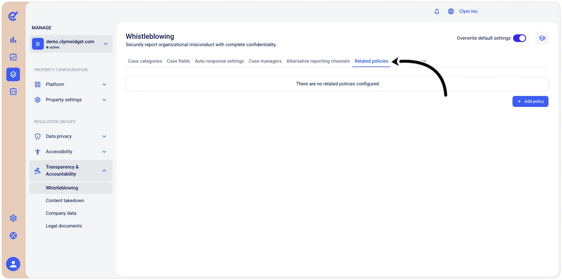 Related policies tab