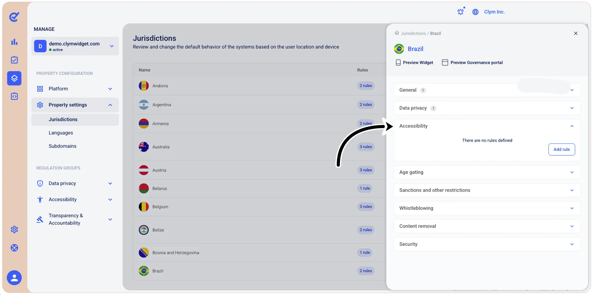 Accessibility section