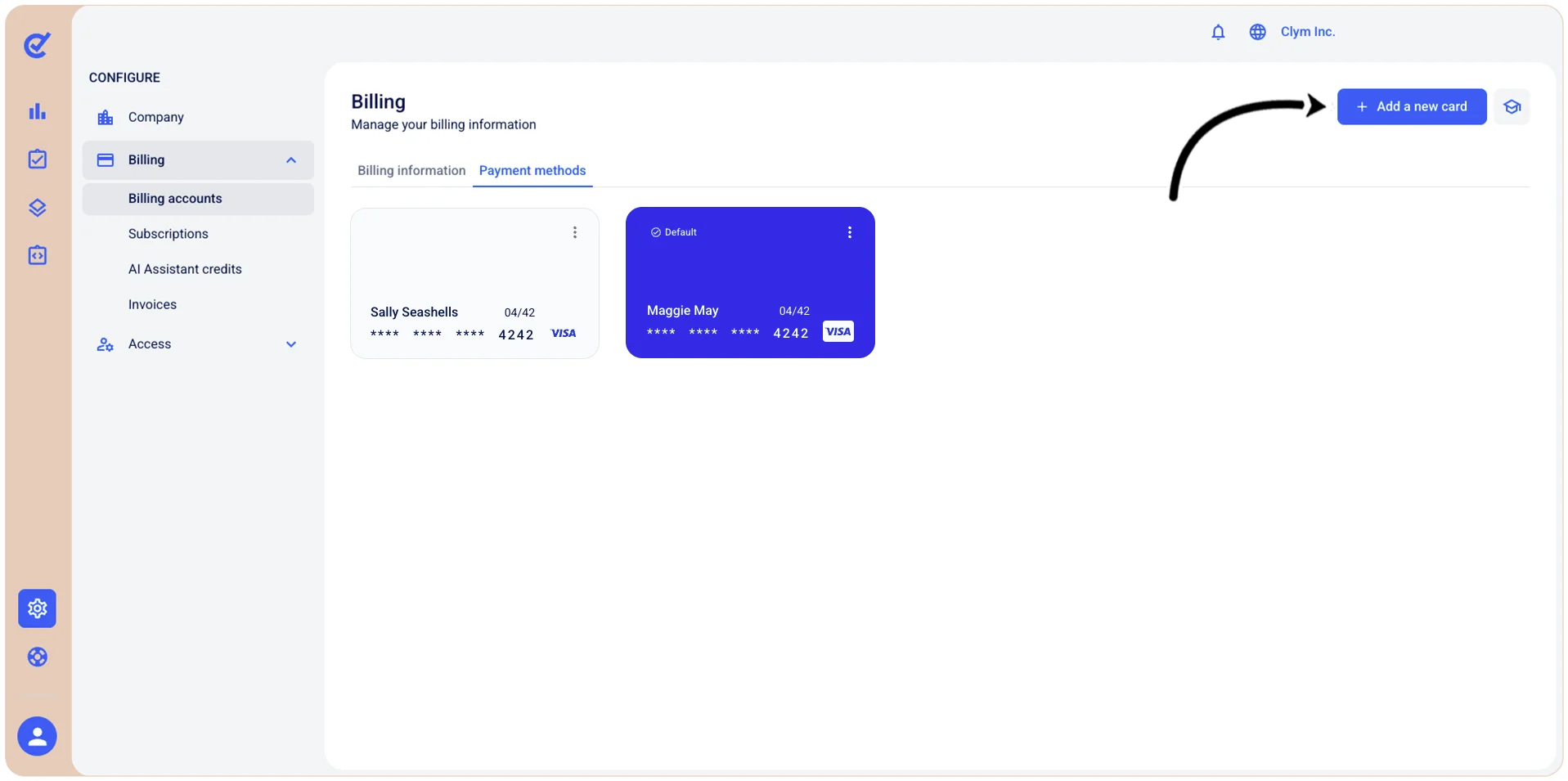 Add new card button