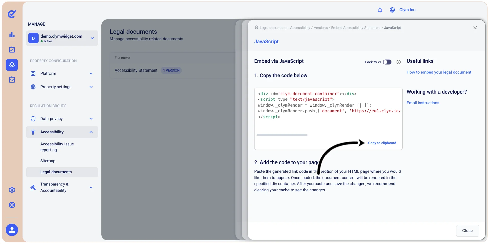 JavaScript embed code