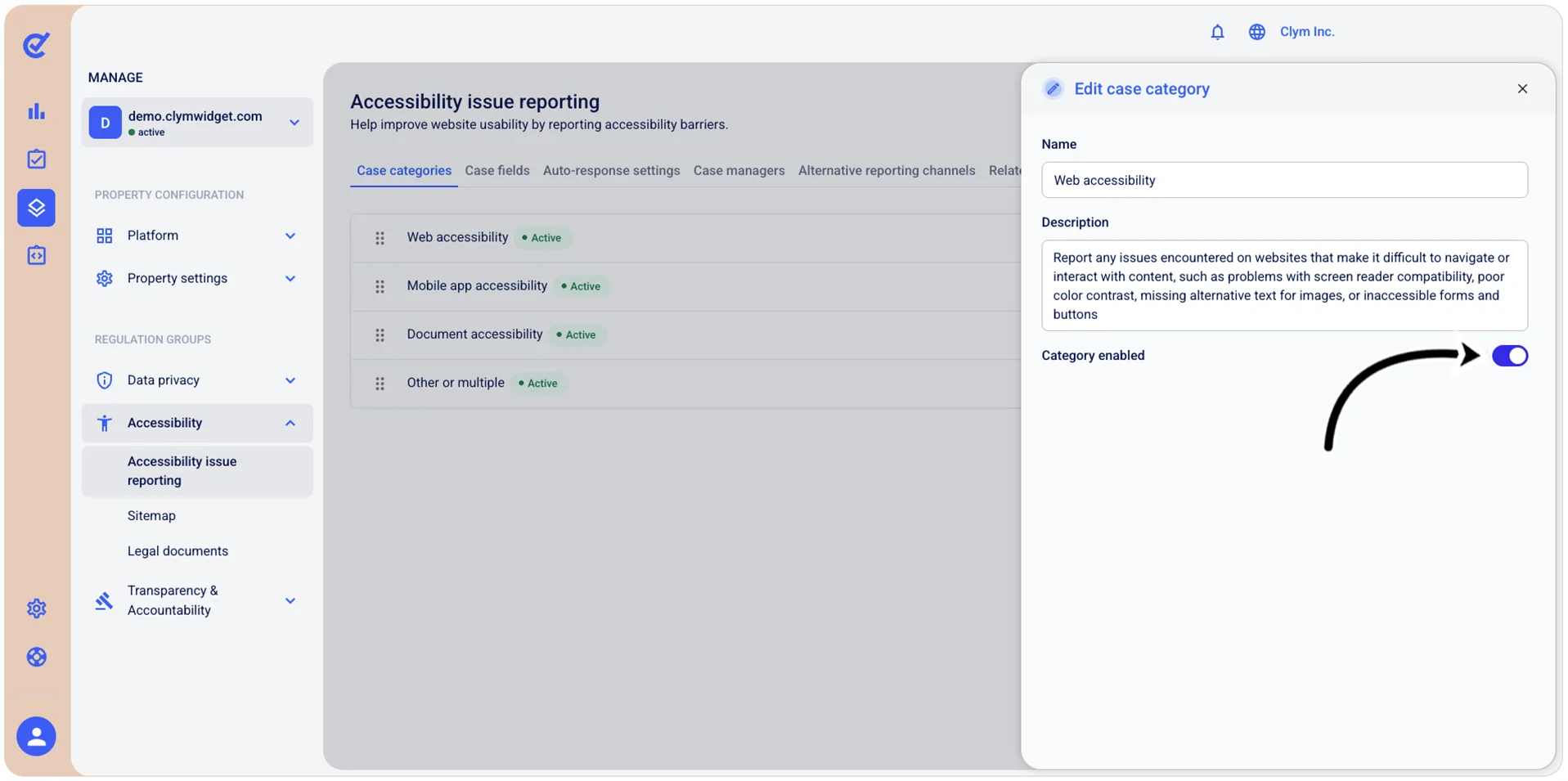 Category enabled toggle
