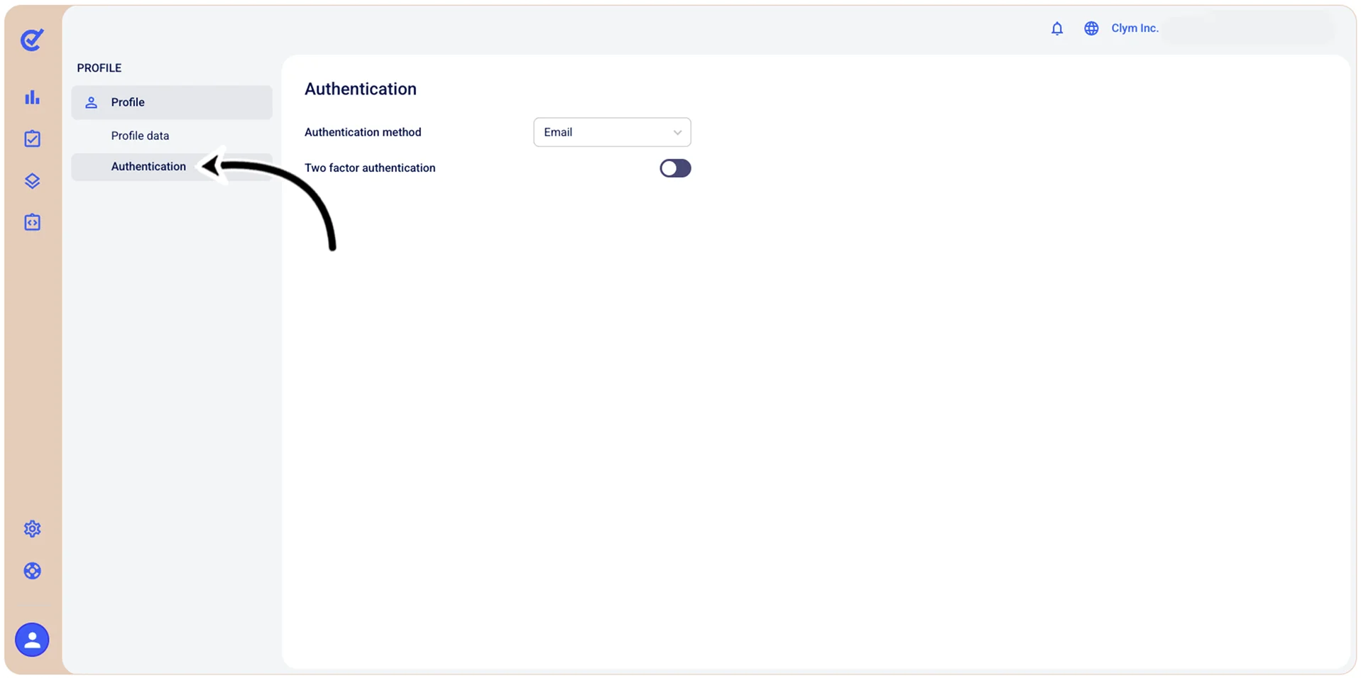 Authentication section