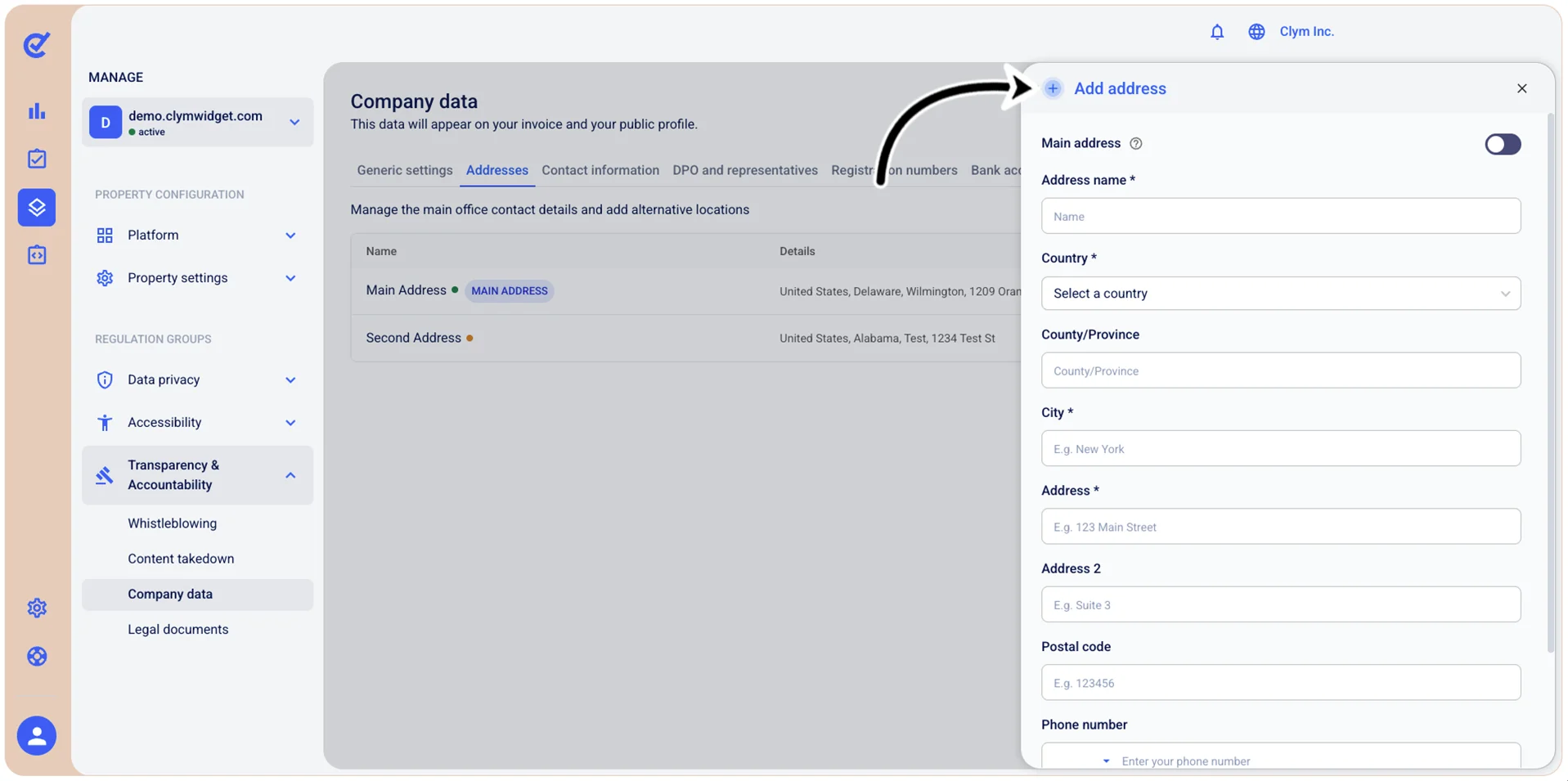 Add address window