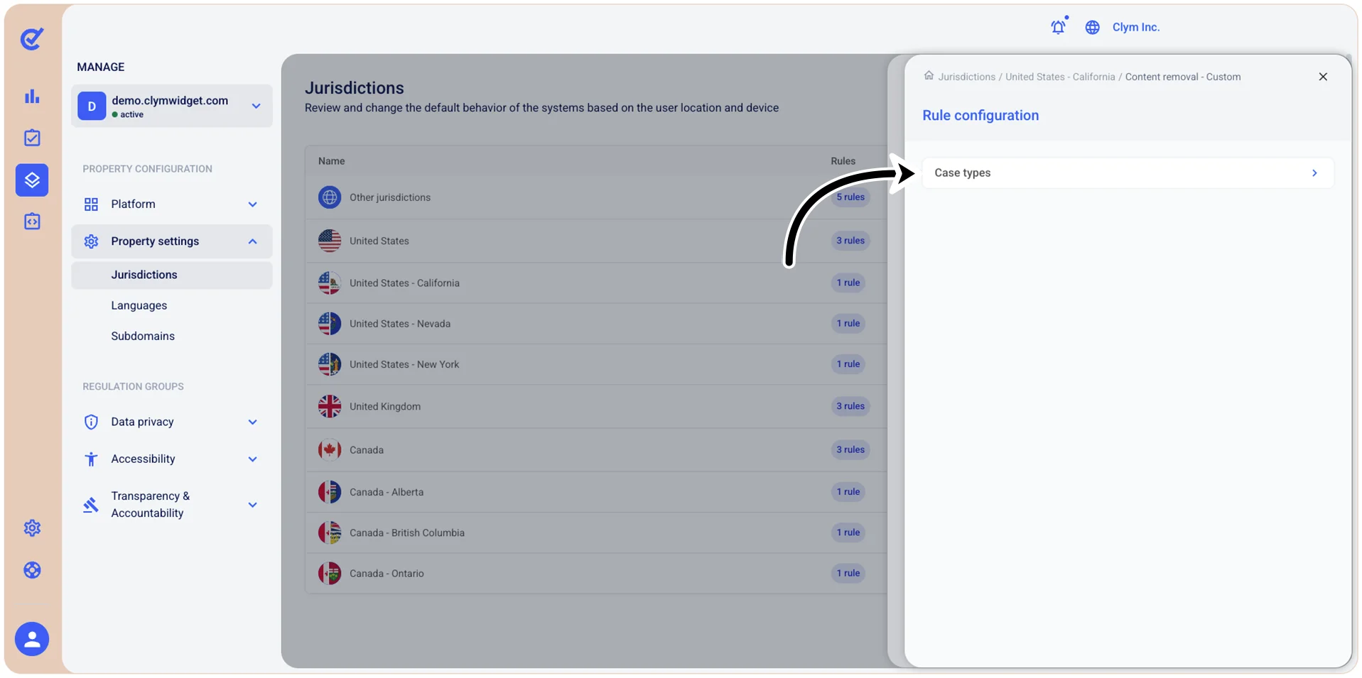 Case types section