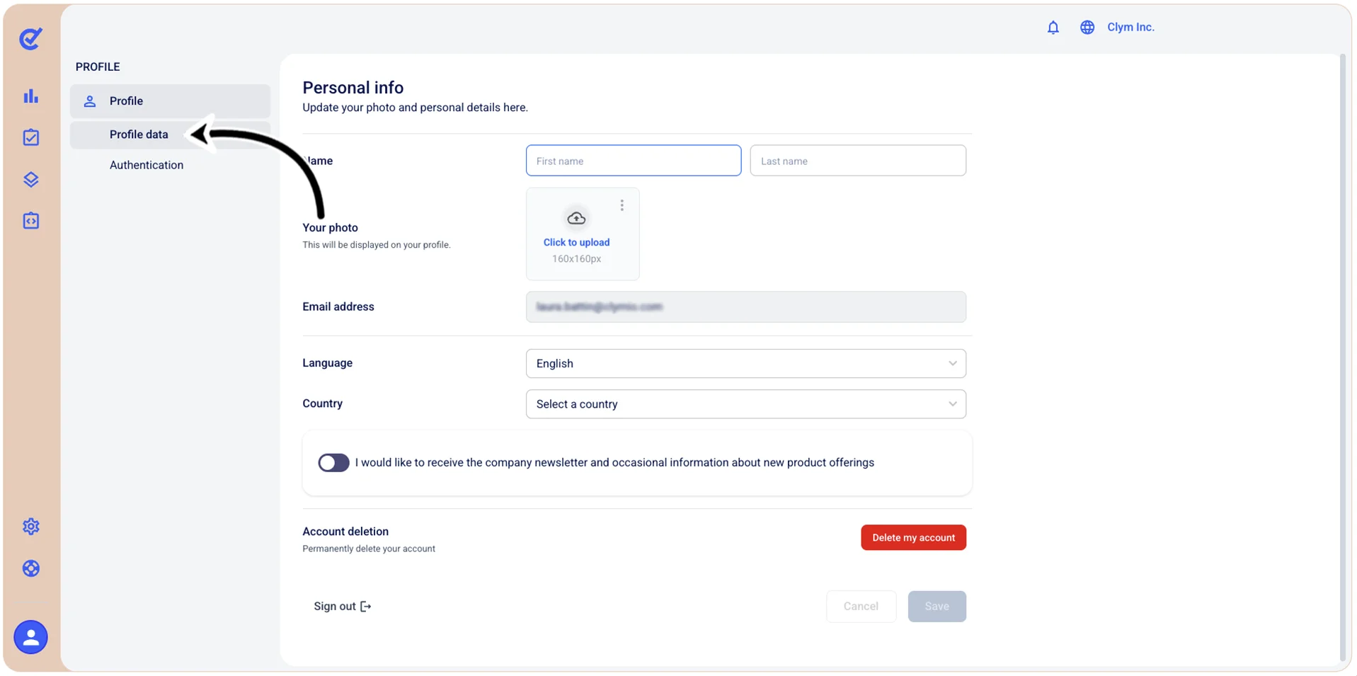 Profile data section