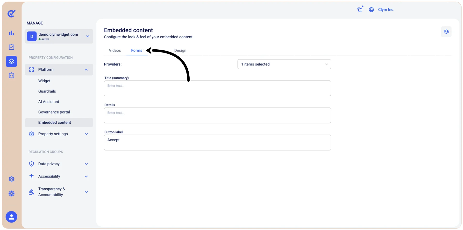 Forms tab