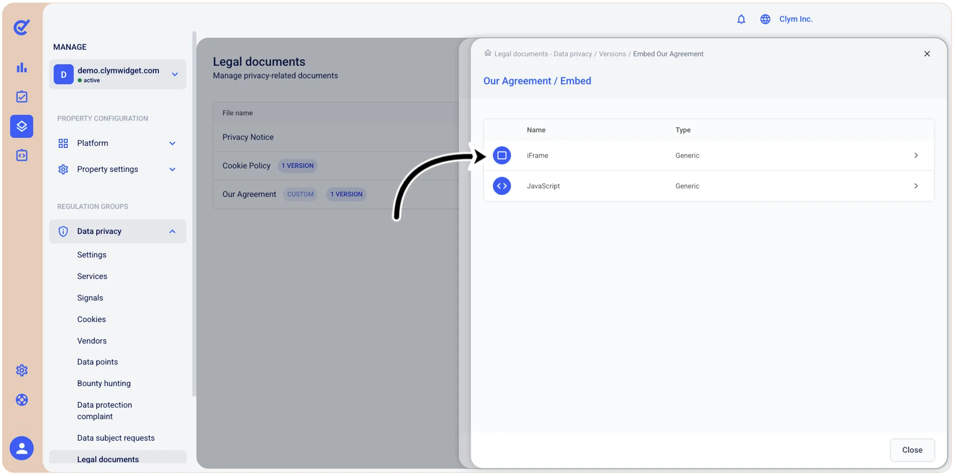 iFrame or JavaScript menu