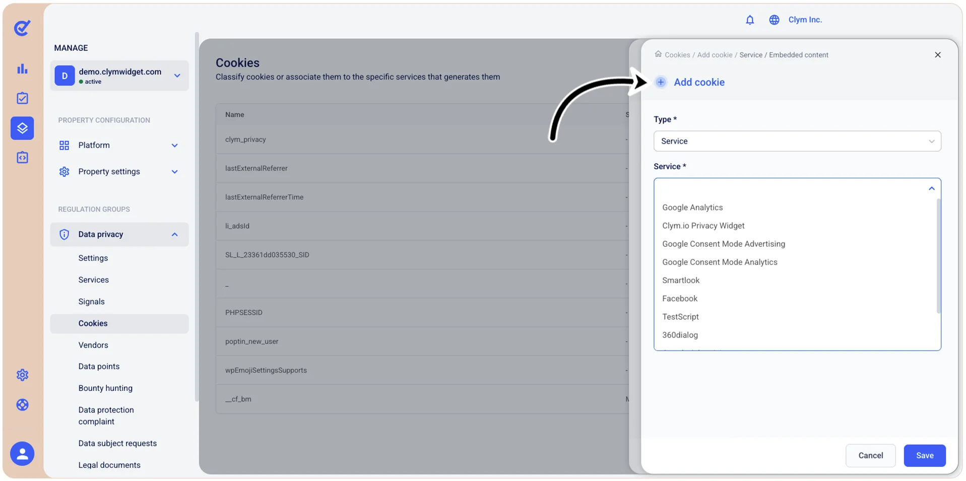 Type and Service fields